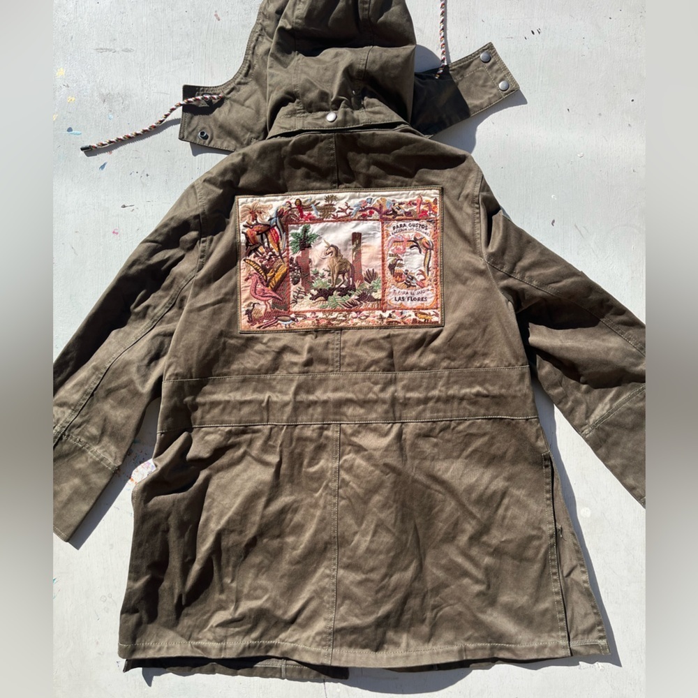 Women's Patch Embroidered Jacket Green Military NO SIZE‎ Tapestry Mystic Spanish